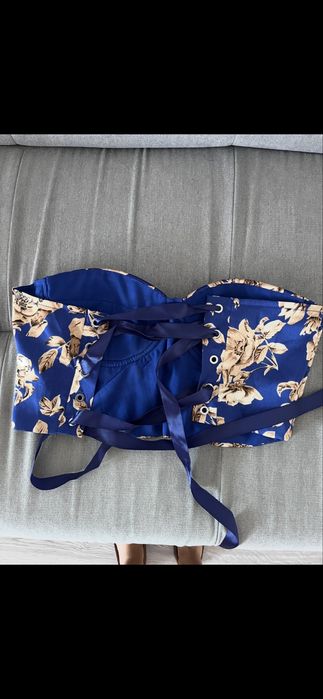 Corset dama albastru cu imprimeu floral