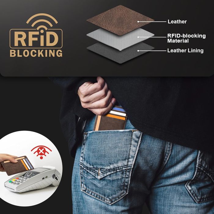 Portofel piele, slim , RFID , perfect pentru noul buletin !!