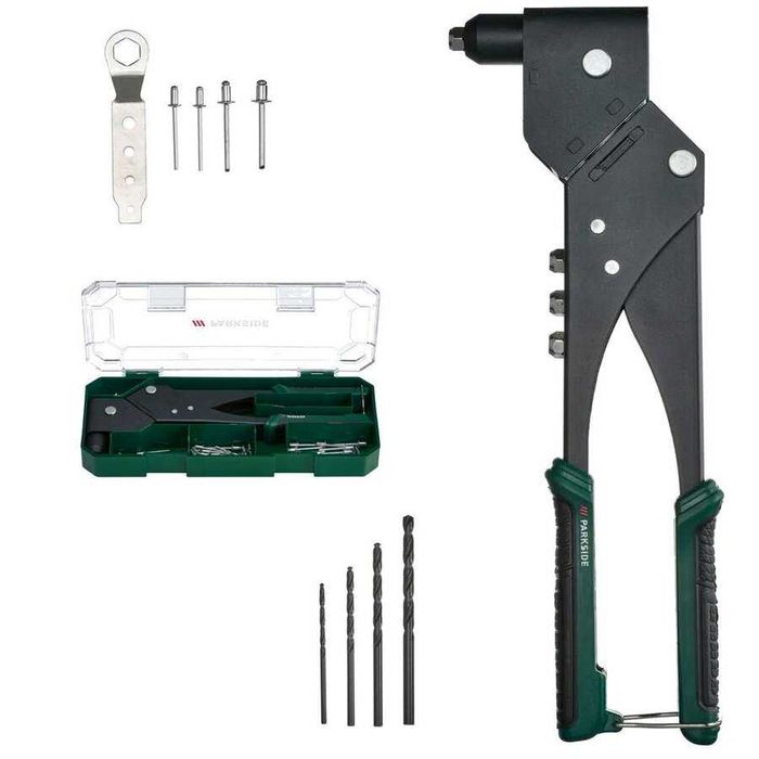 PARKSIDE комплект нитачка с въртяща се глава,нитове и свредла