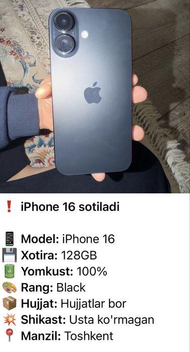 Iphone 16ni ozi holati zor qirilmagan chizilmagan