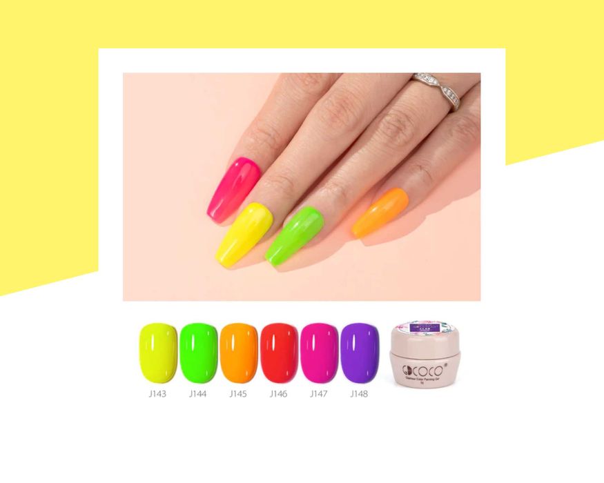Комплект UV/LED неонови гел бои серия "Neon" GDCOCO – 6 броя