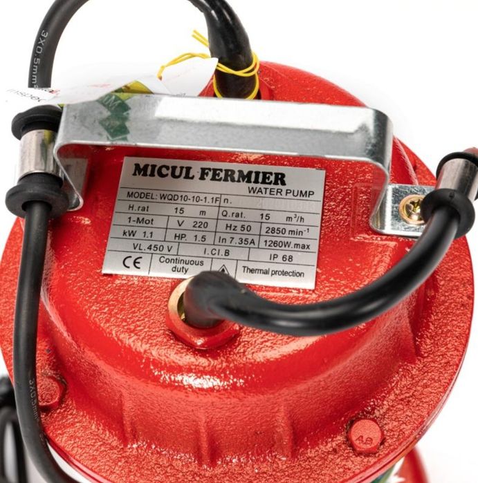 Pompa submersibila pentru Apa Murdara 16m Rosie 1,1kw cu plutitor