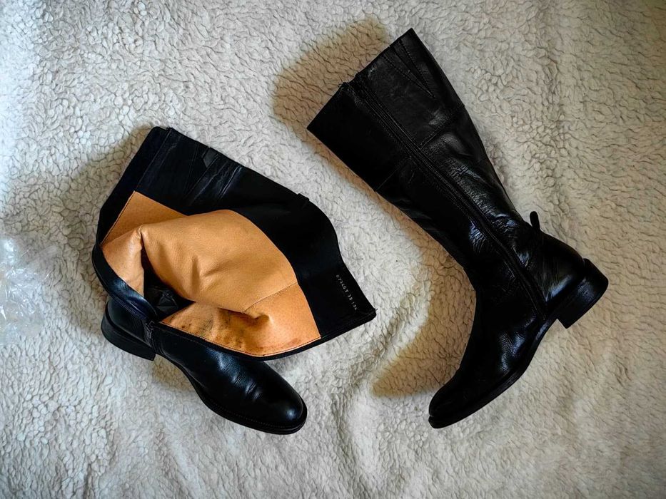 Cizme negre dama piele naturala Geox riding Walk Pleasure