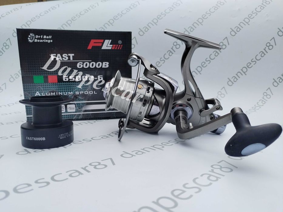 Set 4 Mulinete FL FAST 6000 10 rulmenti pentru crap cu tambur LongCast