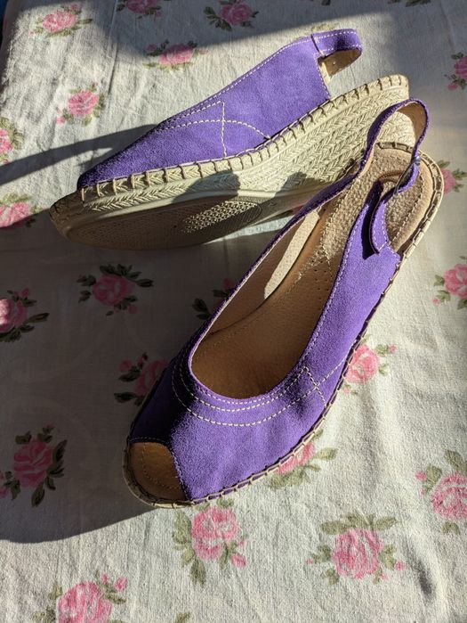 Sandale dama din piele întoarsă mov mărimea 41