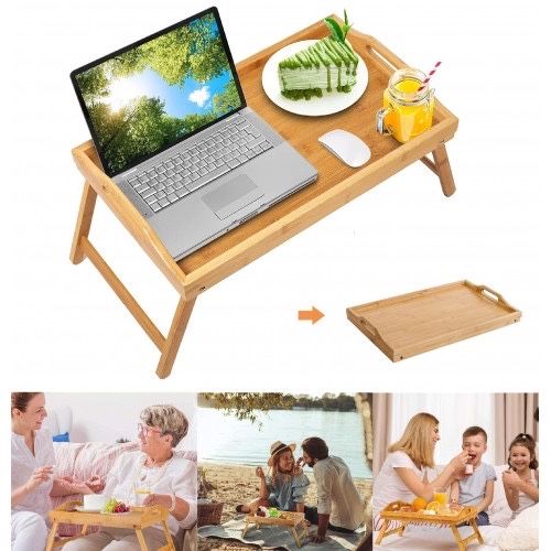 Маса бамбукова за легло, сгъваема, поднос