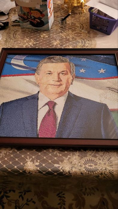 Портрет президента ручной работа из алмазной мозайки срок изготовления