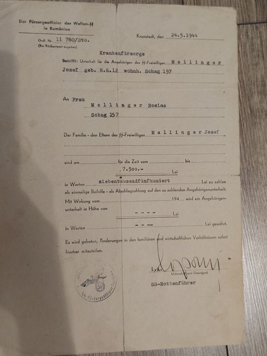 Set documente originale Waffen-SS 1943-1944(ww2) – Volksdeutsche Banat
