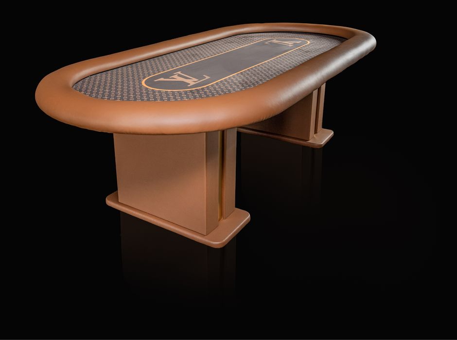 Masa Poker LV iluminata LED pe Customtables.eu Louis Vuitton Poker LED