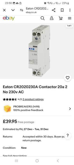 Contactor Eaton CR 2020230V ac