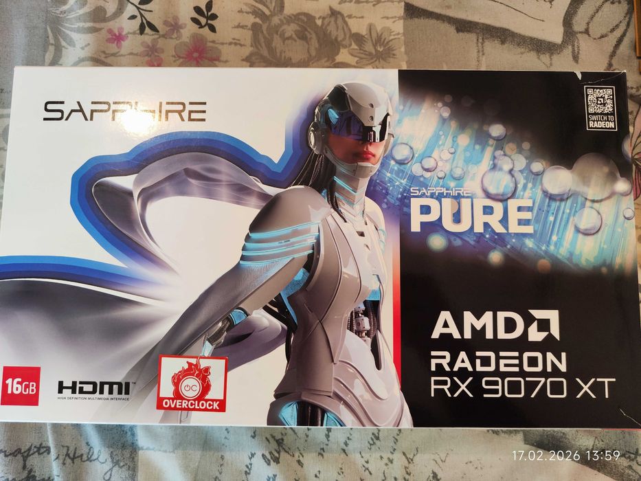 Видеокарта Sapphire Pure AMD Radeon RX 9070 XT OC 16GB - Гаранция!