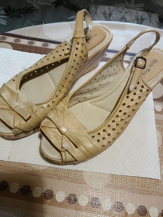 Дамски сандали на платформа- естествена кожа