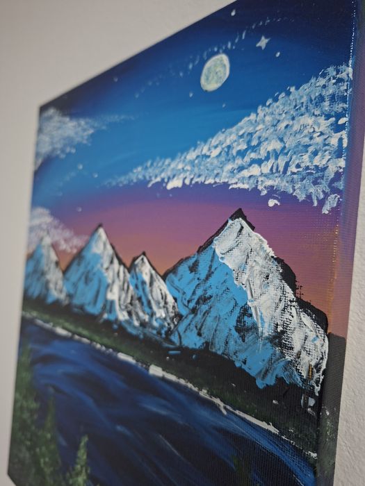 Pictura pe pânză realizată cu vopsea acrilica