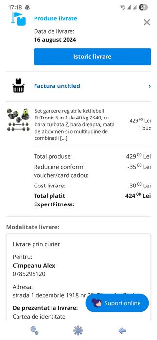 Set gantere reglabile kettlebell FitTronic 5 in 1 de 40 kg ZK40