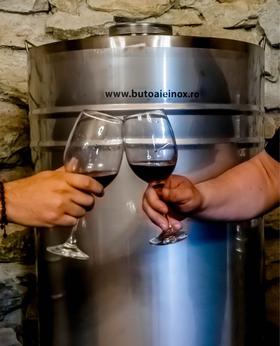 Butoi inox cu capac flotant si canea 100 litri