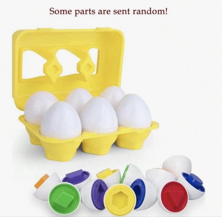 6 броя цветни яйца с различни форми и цветове