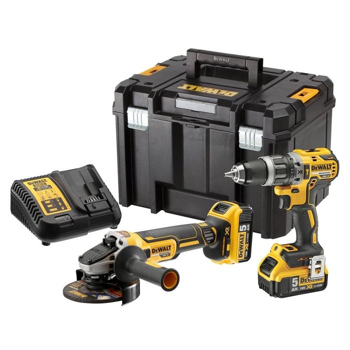 Комплект Безчетков Ъглошлайф и Ударен Винтоверт DeWALT DCK2080P2T 18V