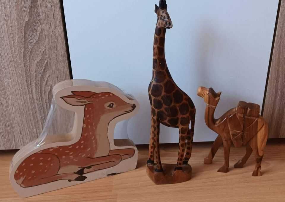 Vand lot de 3decorative din lemn Girafa camila caprioara