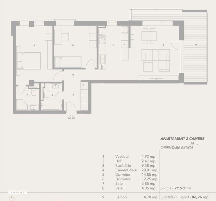 Apartament spatios 3 camere, Turnisor, Sibiu — fotografia 3