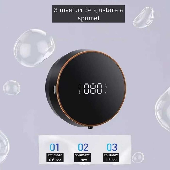 Dispenser automat pentru sapun spuma sau lichid, cu Senzor, Negru