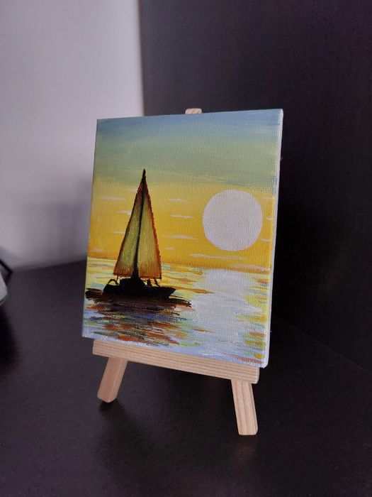 Pictura acrilica mini pe sevalet