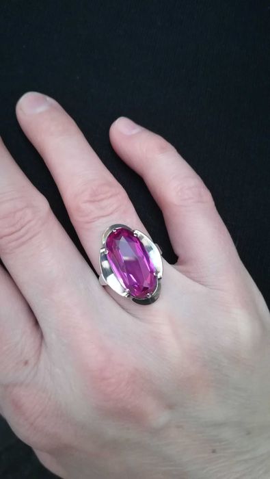 Перстень серебро с крупным аметистом 875 проба СССР