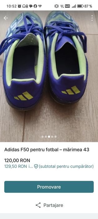 Adidas F50 mărimea 43