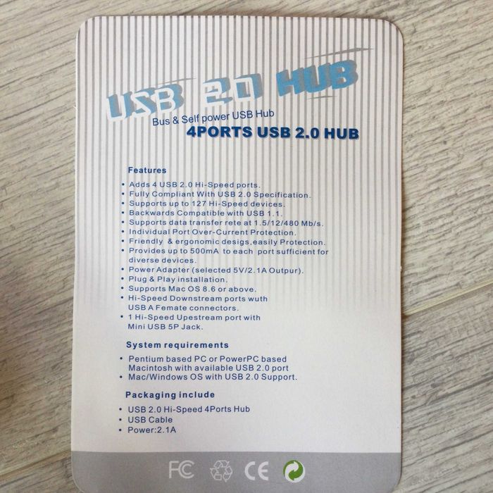 чисто НОВ USB хъб разклонител 4 Ports USB 2.0 Hub