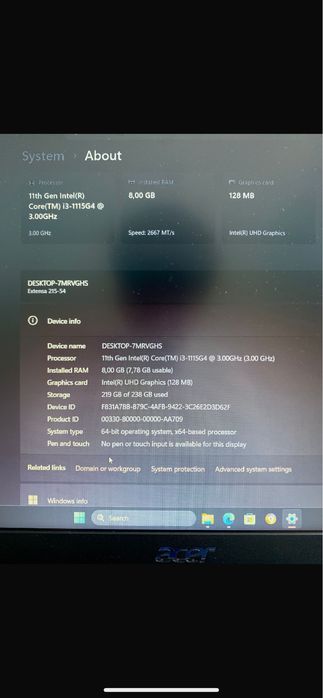 Acer Extensa 215-54 | Intel Core i3 Gen. 11 | 8GB RAM | SSD 256GB | Full HD