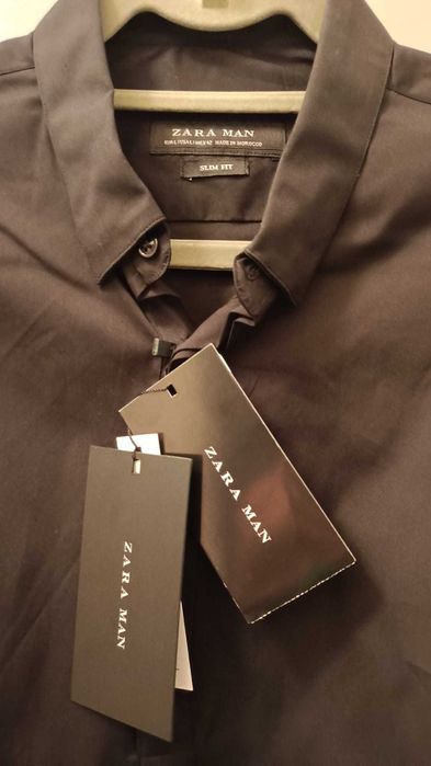 cămașă Zara slim fit neagră, nou cu etichetă  bigotti tommy ck