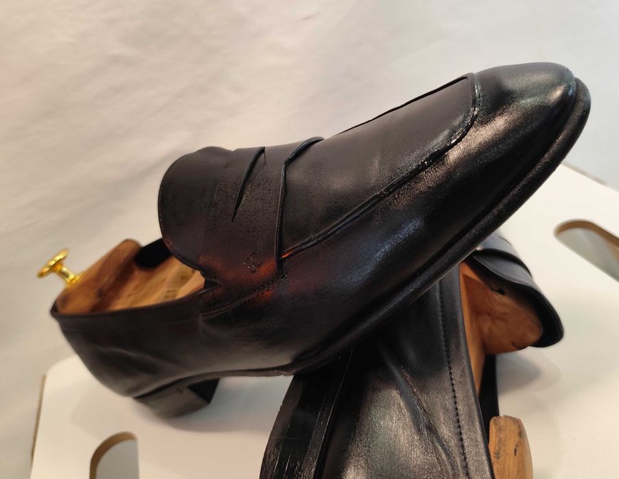 Pantofi de lux 43 43.5 44 loafer penny FABI lucrati manual piele naturala moale negru