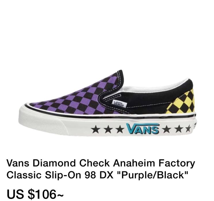 Слипоны Vans Diamond Check