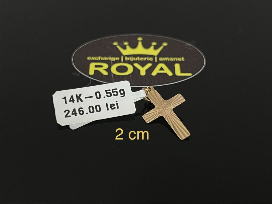 Bijuteria Royal CB : Pandantiv cruce aur 14k 585   0,55 gr