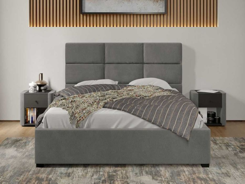 Pat tapitat Cico fix 170 x 114 C1 din piele/stofa Gri Falcone 21
