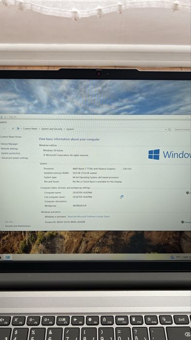 Laptop lenovo ryzen 7 7730U 16gb ram 512 ssd m2