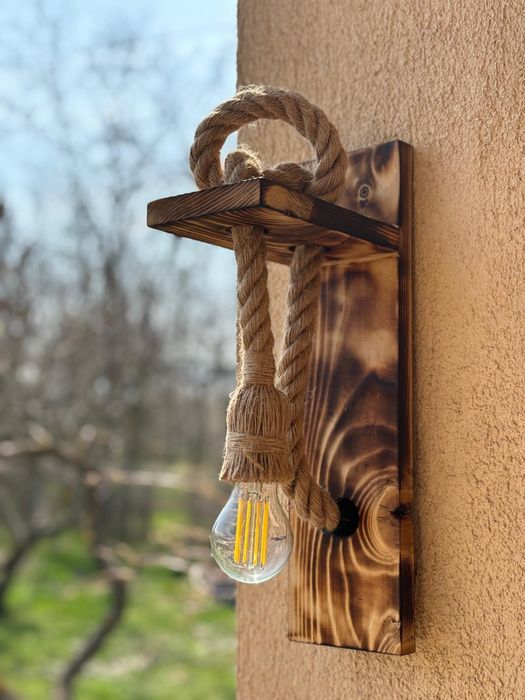 Aplica rustica lemn handmade, finisaj antichizat, suport telefon