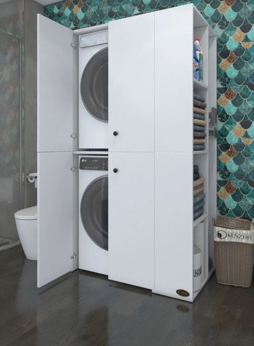 Шкаф за пералня и сушилня с рафтове