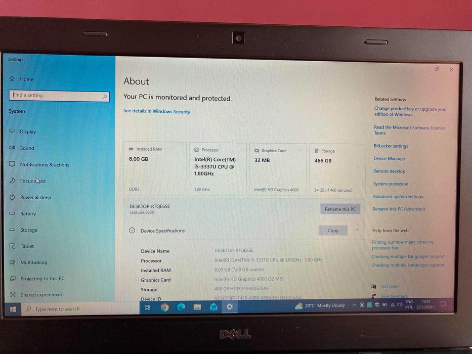 Бизнес лаптоп Dell Latitude 333O, Intel Core i5, 8 GB RAM, 500GB HDD, 5ч. батерия Windows 10