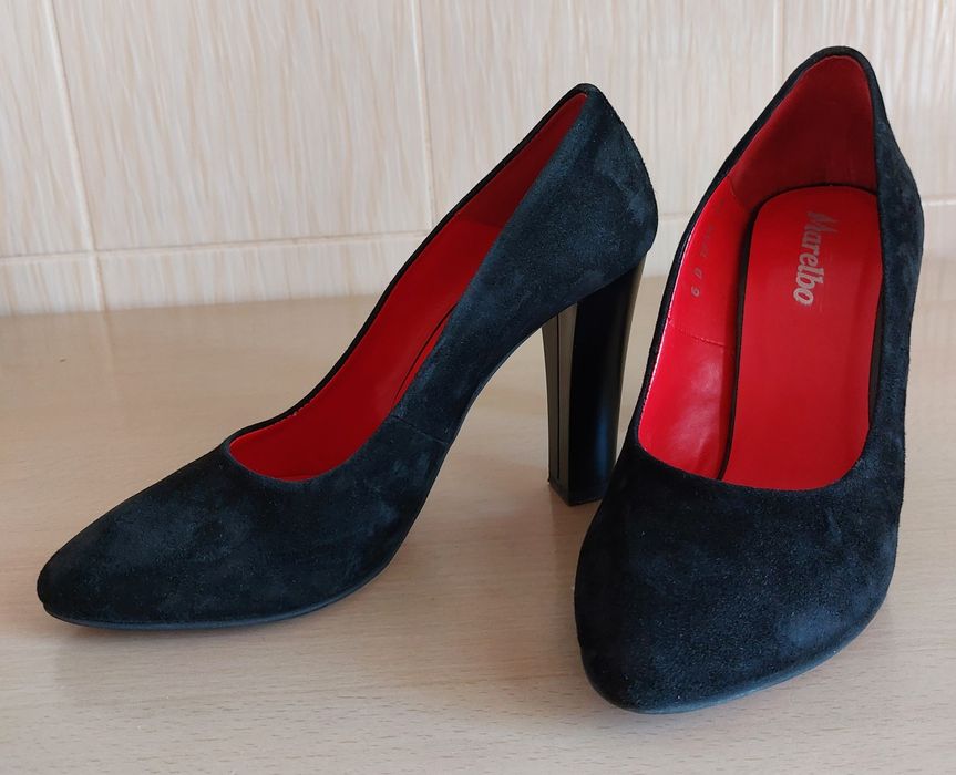 Pantofi negri piele intoarsa MARELBO , mas  39