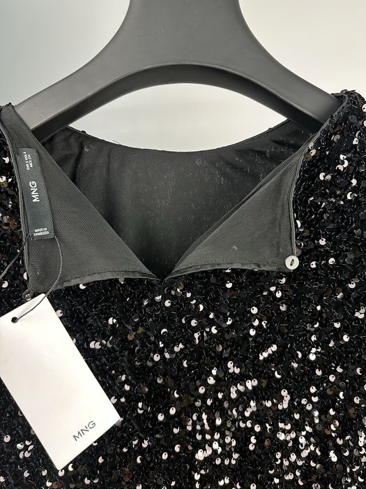 MANGO Черна рокля с пайети