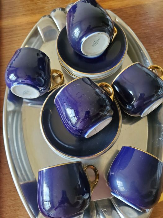 Set 6 cești de cafea albastru cobalt