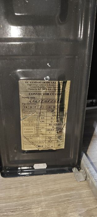 Convector konvector pe gaz