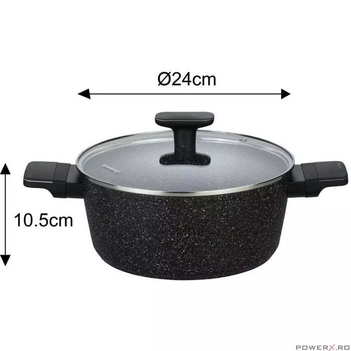 Set oale si tigai, 12 bucati, acoperit antiaderent, negru cu manere