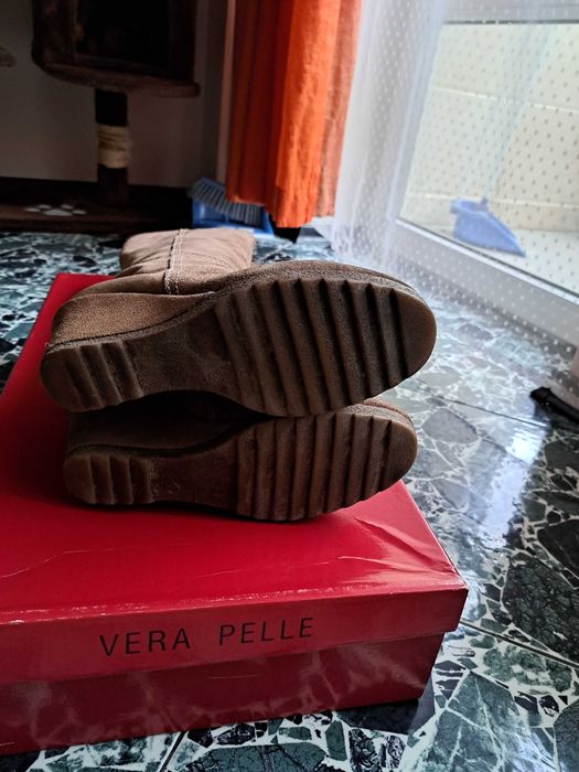 Луксозни ботуши Vera Pelle Italy естествен велур