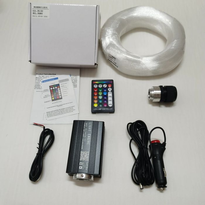 Kit Plafon instelat 1000 Stelute / Stele Fibra Optica - 2m 0.5mm RGBW 16W