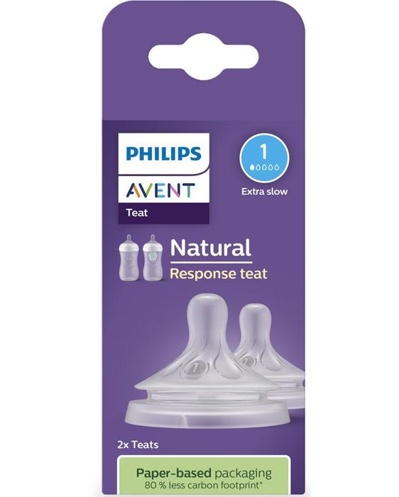 Биберони Philips Avent - Natural Response 3.0, flow 1/много бавен, 0м+, 2 броя