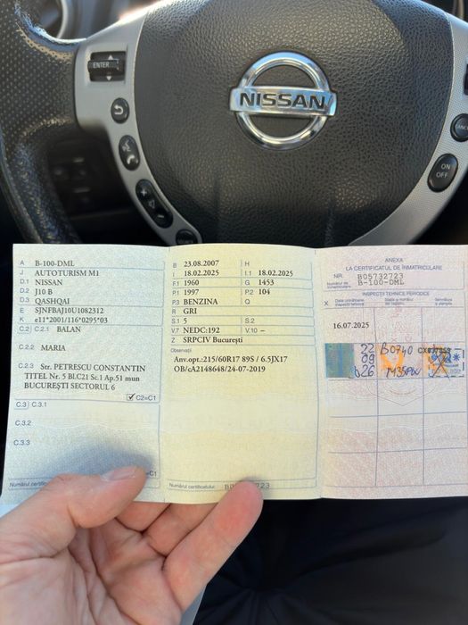 Vand Nissan Qashqai J10