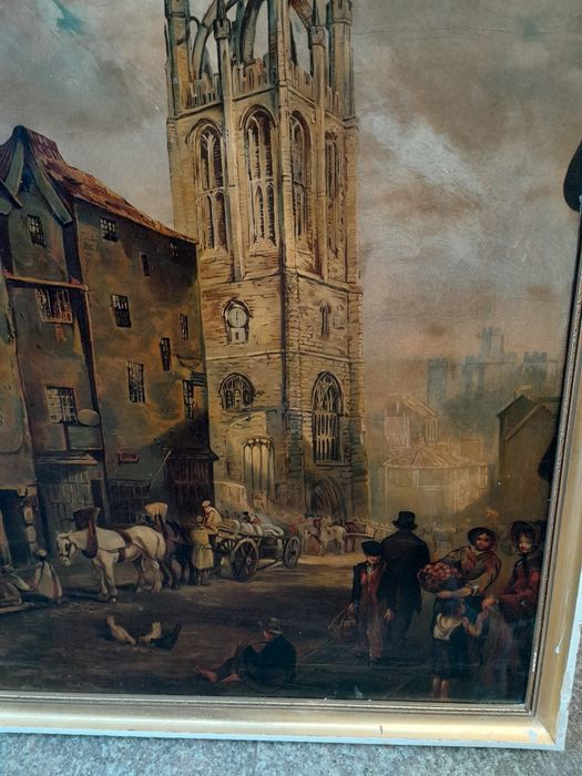 Tablou  , litografie,  rama lemn,  90 cm / 70 cm