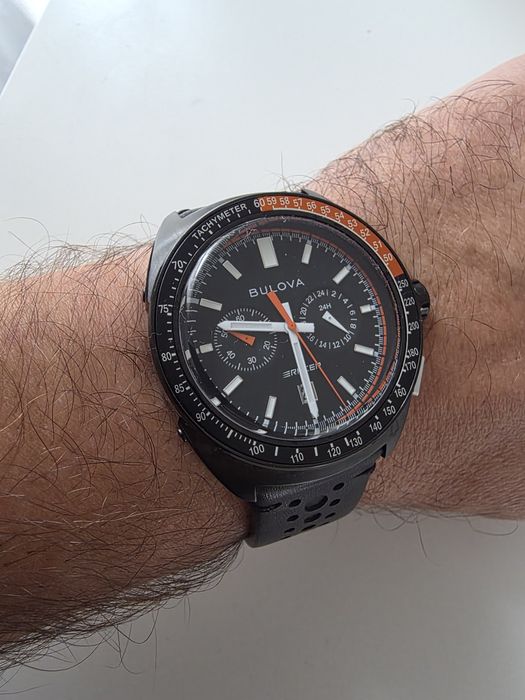 Bulova Racer Chronograph 98B428,stare buna,curea piele neagra
