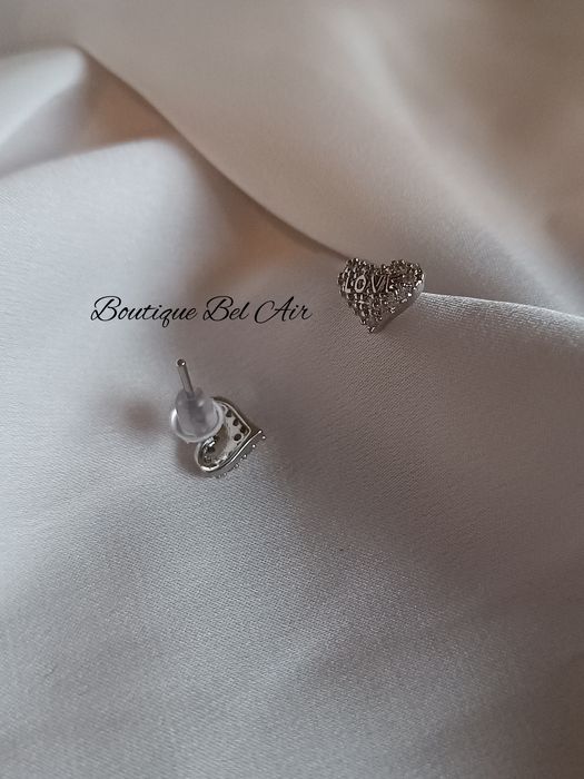 Комплект сребърно колие + обеци "Сърце", подарък за жена